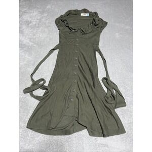 Sparrow Dress Womens XS Anthropologie Cap Sleeve Knit Button Down Green Cashmere